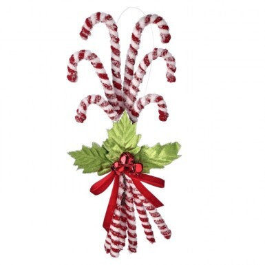 12" CANDY CANE/HOLLY BUNDLE ORNAMENT