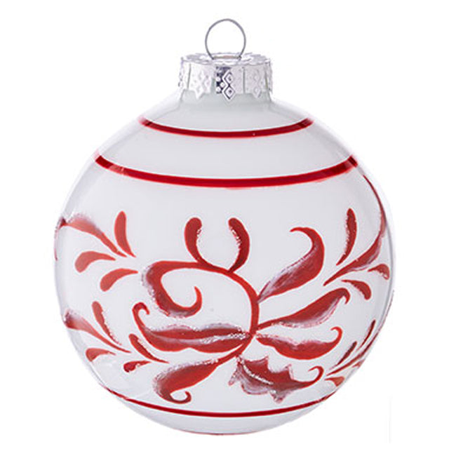 Red and White Ornaments - Shiny Red and White Ball Ornament with Reali
