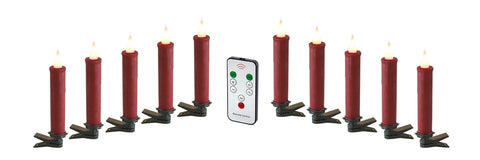 4.5" CLIP-ON RED CANDLE, SET OF 10