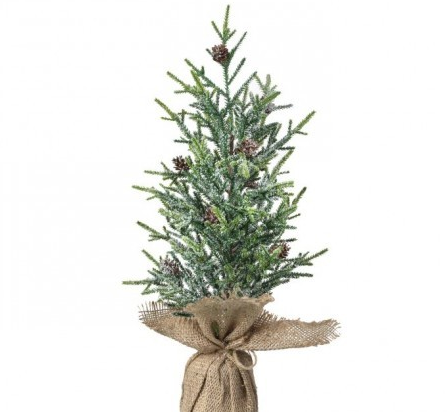 19” FROST MINI FIR WITH CONES TREE IN BURLAP