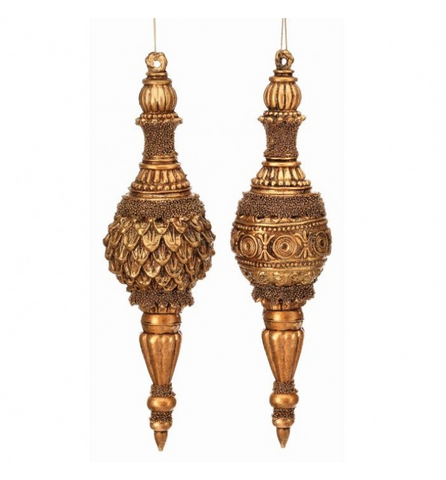 16" GILDED GOLD BEADED FINIAL ORNAMENT