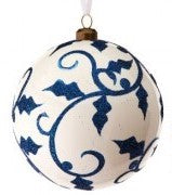 100MM CHINOISERIE BALL ORNAMENT, TWO  ASST BLUE/WHITE