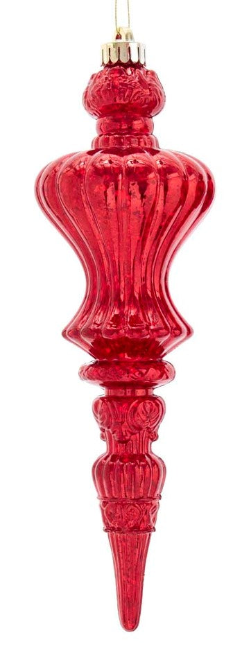 12" RED DISTRESSED FINISH FINIAL, 2 ASST.