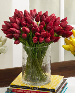 14" Red Petite Tulip 9-Piece Bunch