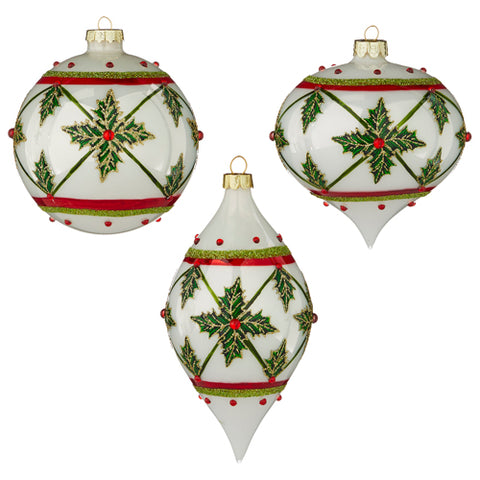 RAZ IMPORTS 4" HOLLY LEAF CHRISTMAS ORNAMENT