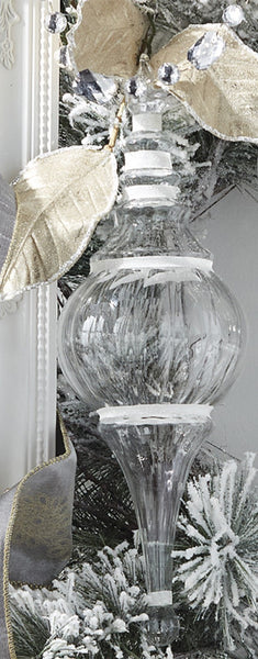 15.5" CLEAR FINIAL WITH GLITTER ORNAMENT