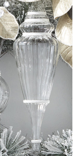 15.5" CLEAR FINIAL WITH GLITTER ORNAMENT