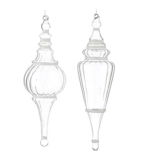 15.5" CLEAR FINIAL WITH GLITTER ORNAMENT
