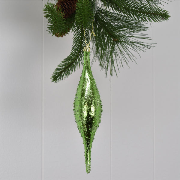 9” FAUX GLASS BEADED FINIAL CHRISTMAS ORNAMENT