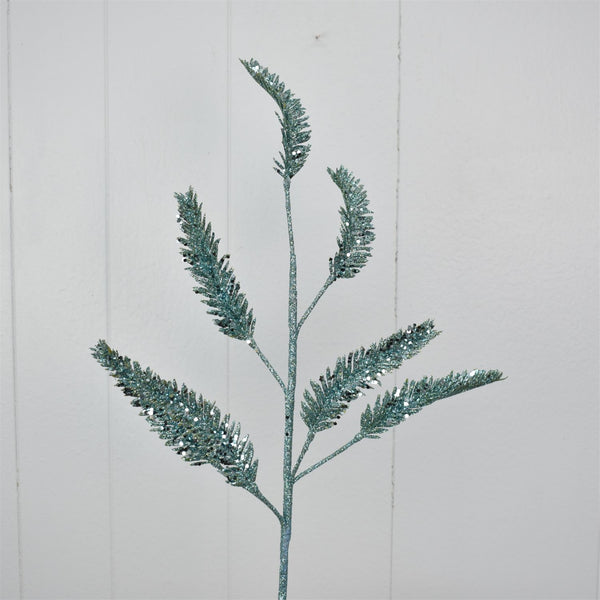 25.5” SEQUINED GLITTERED FERN SPRAY