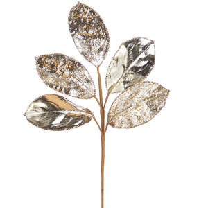 RAZ IMPORTS 23" BEAD AND PEARL JEWELED MAGNOLIA LEAF SPRAY