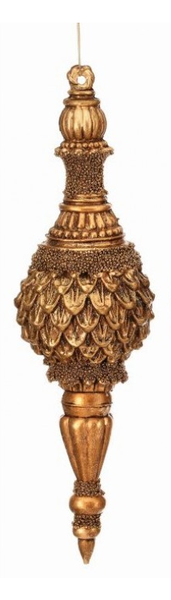 16" GILDED GOLD BEADED FINIAL ORNAMENT