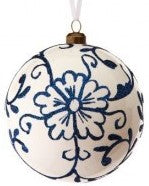 100MM CHINOISERIE BALL ORNAMENT, TWO  ASST BLUE/WHITE