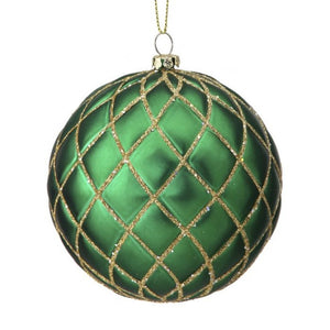 100MM MATT GLITTER NET VP BALL ORNAMENT