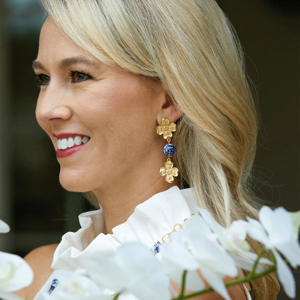 Blue & White Dogwood Earrings
