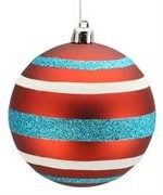 100MM HORIZONTAL STRIPE BALL ORNAMENT