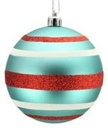 100MM HORIZONTAL STRIPE BALL ORNAMENT