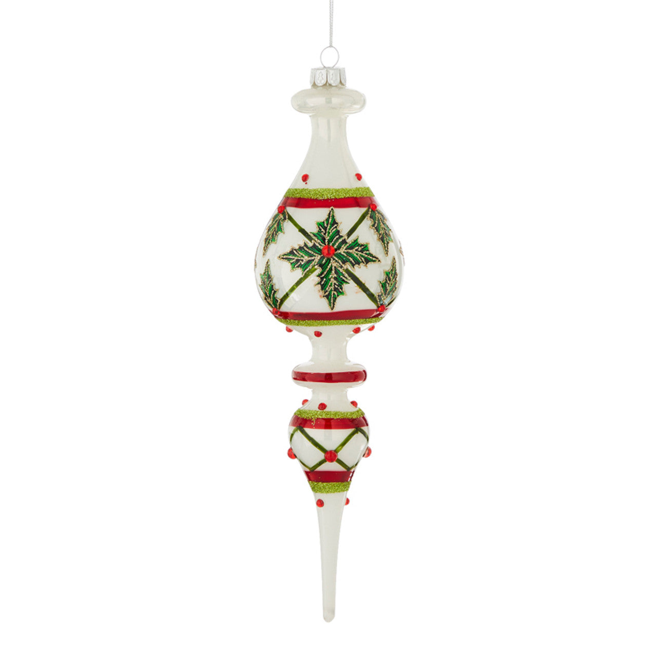 RAZ IMPORTS 10" HOLLY LEAF FINIAL ORNAMENT