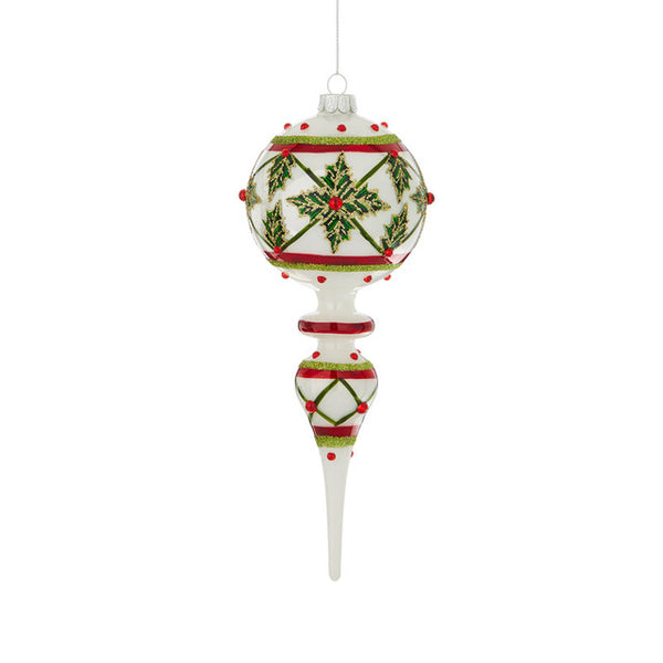 RAZ IMPORTS 10" HOLLY LEAF FINIAL ORNAMENT